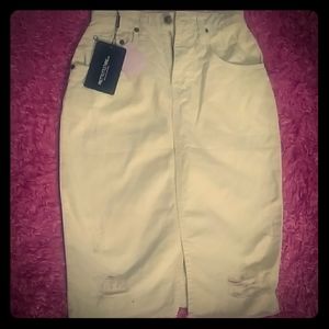 Distressed Hem Midi Denim Skirt-4